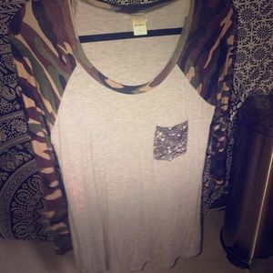 Camo 3/4 sleeve top